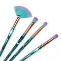 4pcs Lake Blue Brush Small Eye Brush with Diamond Handle Single Eye Shadow Brush